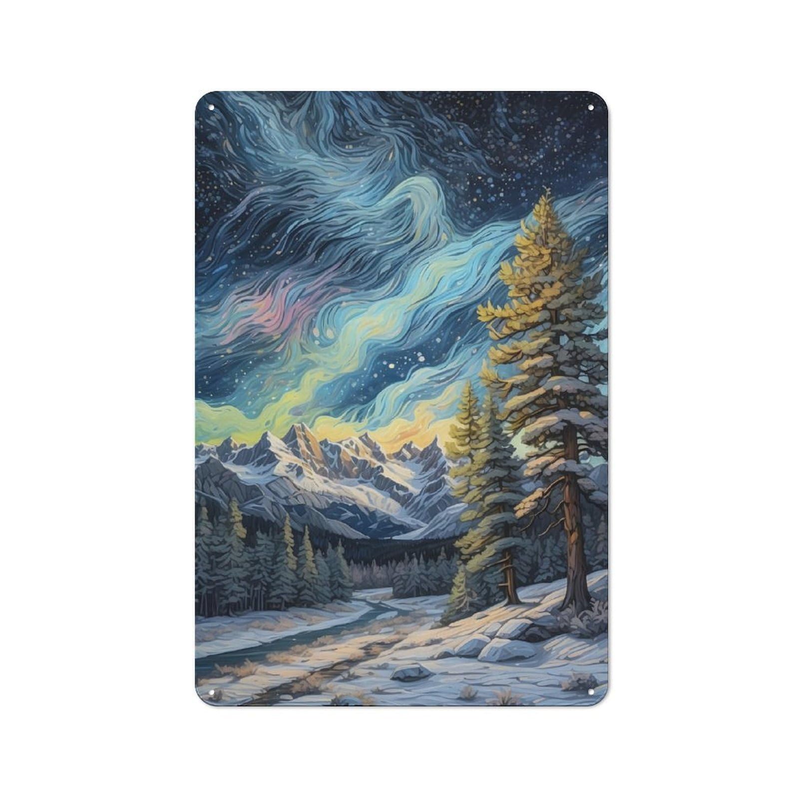 Junmoney Winter Landscape Tin Wall Plaque 30X20cm With For Dining Room Or Kitchen, Winter Wall Decor For Dining Room Decor Fans