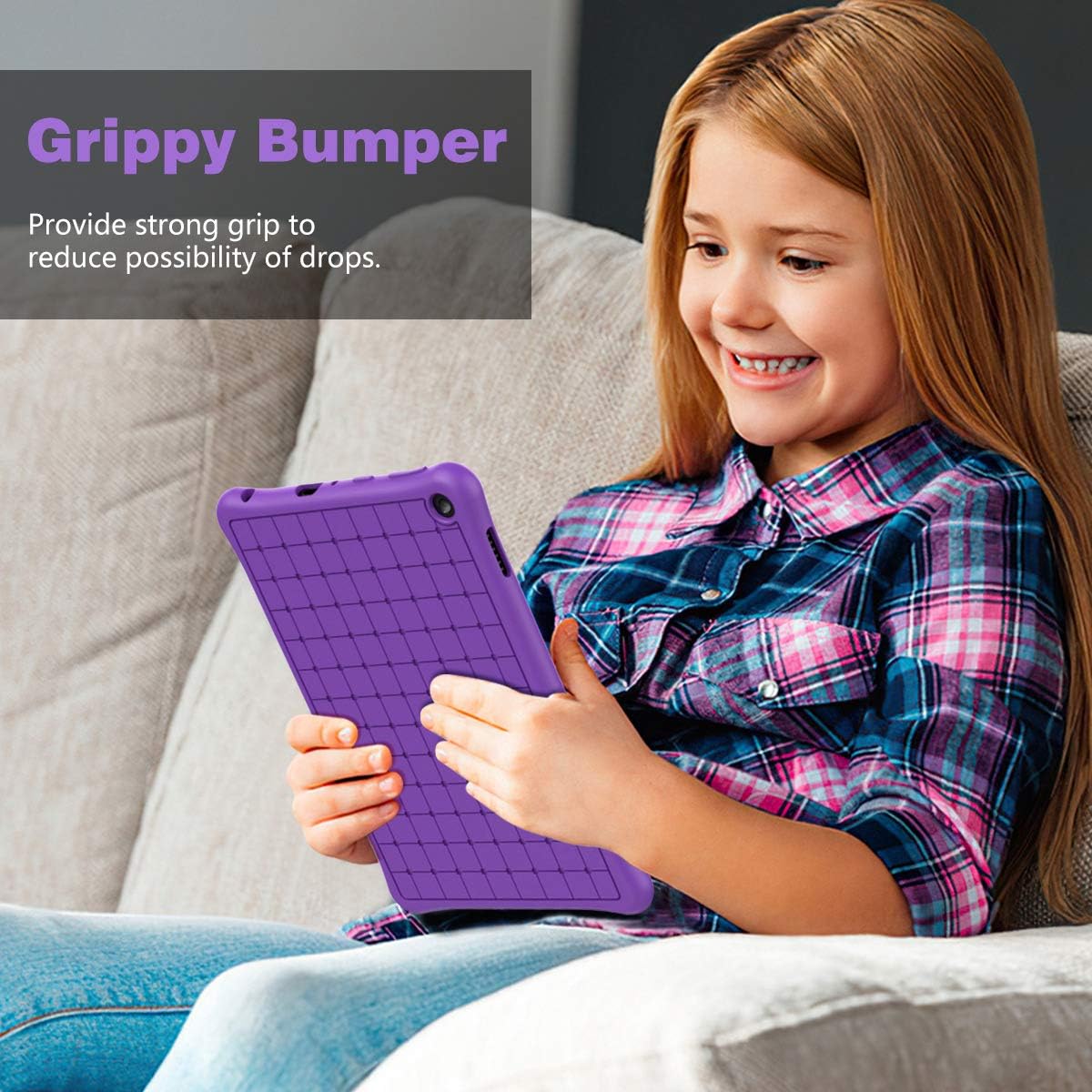 MoKo Case Fits Kindle Fire HD 8 & 8 Plus Tablet (10th Generation, 2020 Release), Flexible Soft Silicone Back Cover Impact-Resistant Shell - Purple