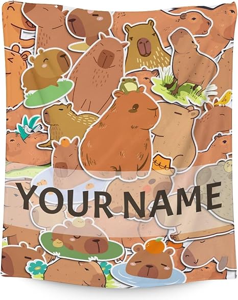 Personalized Blanket Gifts with Name - 60"x80" Cute Throw for Boys, Girls - Brown Soft Fuzzy Blankets for Bed, Couch & Living Room