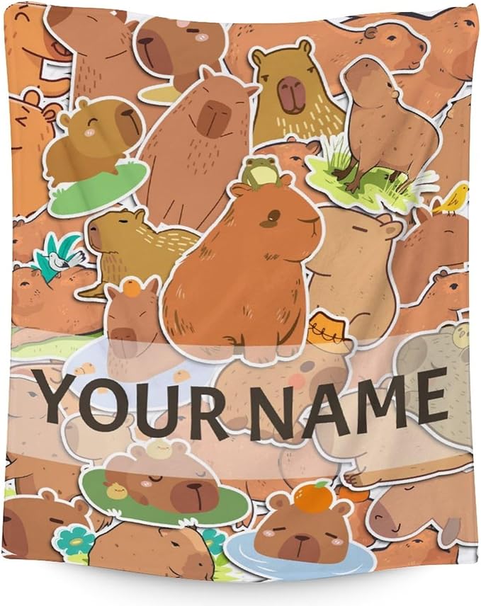Personalized Blanket Gifts with Name - 60"x80" Cute Throw for Boys, Girls - Brown Soft Fuzzy Blankets for Bed, Couch & Living Room