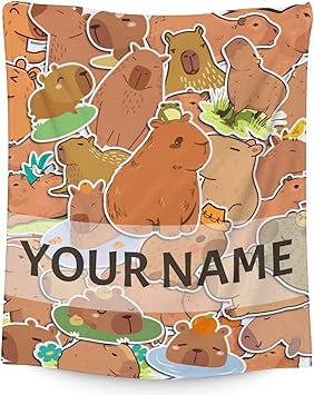 Personalized Blanket Gifts with Name - 60"x80" Cute Throw for Boys, Girls - Brown Soft Fuzzy Blankets for Bed, Couch & Living Room