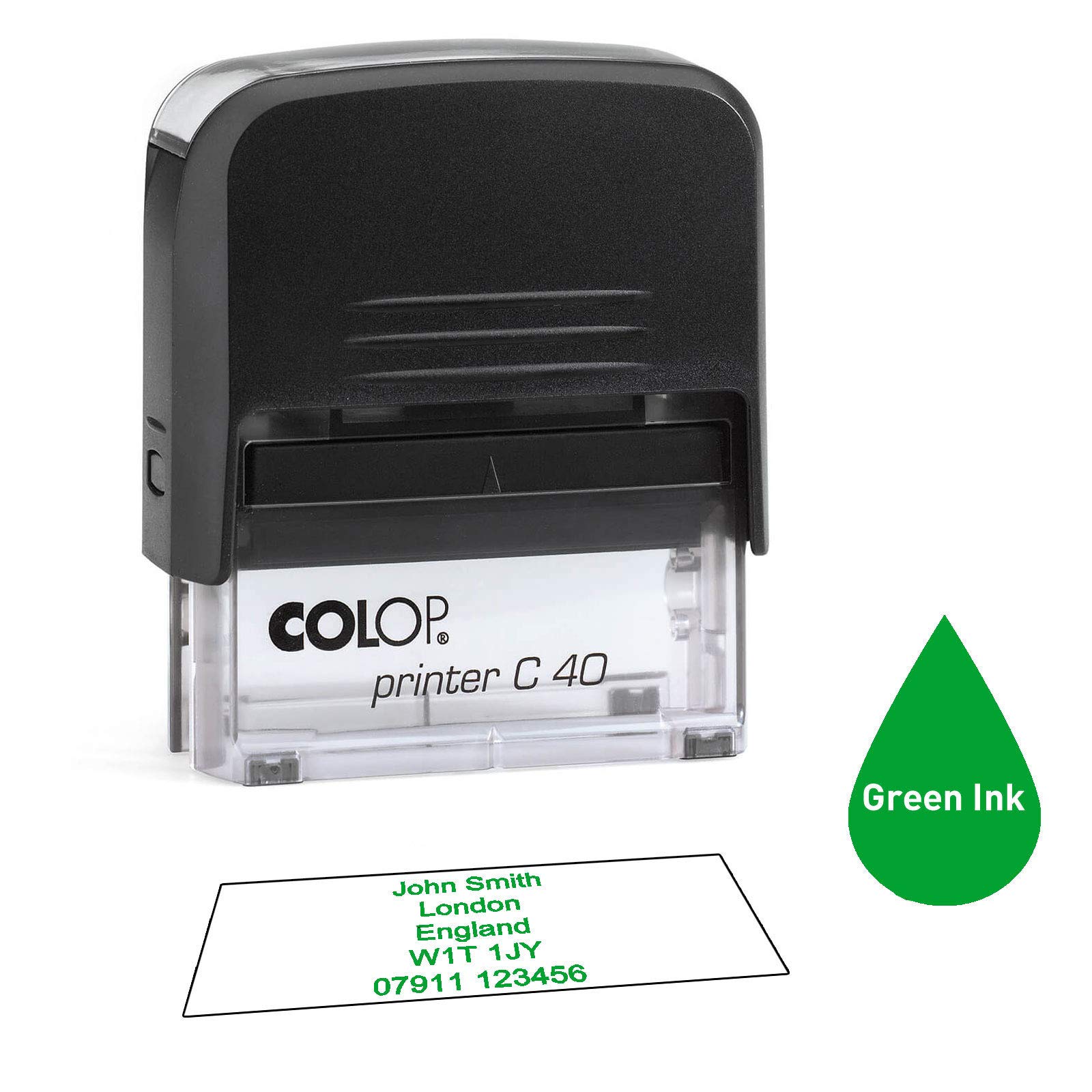 Colop C40 58 x 22mm - - Personalised Custom Made Self-Inking Business Address Rubber Stamp - Up to 5 Lines of Text Same Day Dispatch if Ordered Before noon