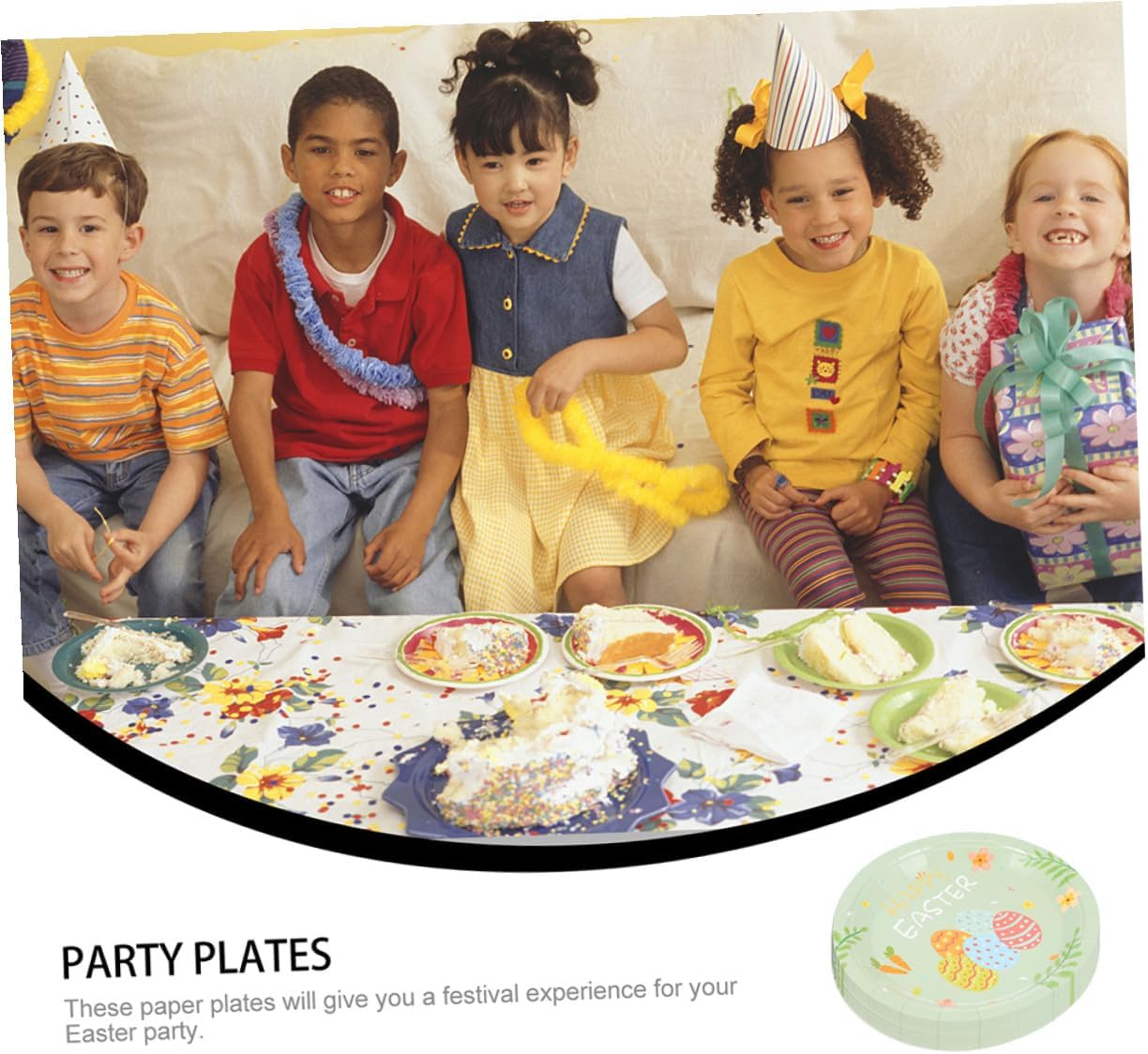 48pcs Easter Bunny Paper Plates 7-inch Disposable Dinner and Party Cake Plates for Spring Holiday Events, Multi-function Paper Tableware Set