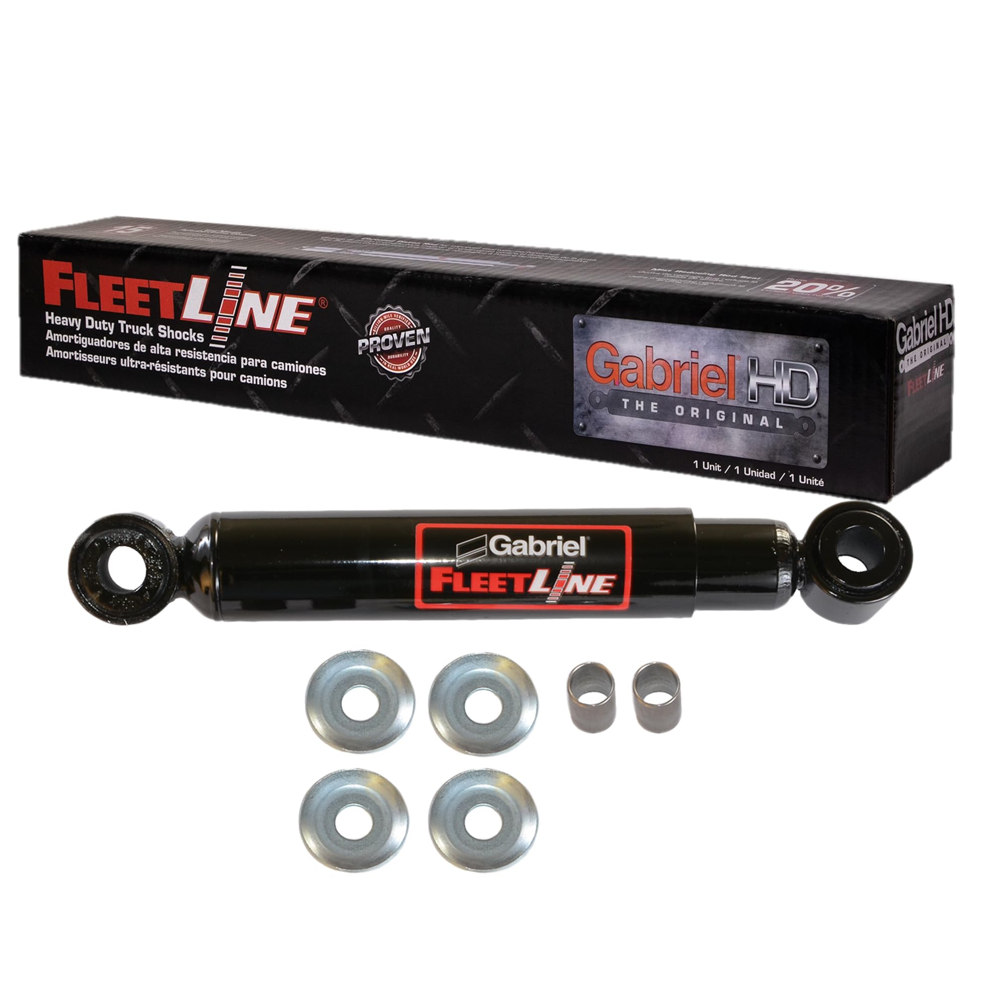 Gabriel 83140 FleetLine HD Truck Front Shock Absorbers for 00-03 Ford F-650, F-750; Hino 185, 238, 258, 268, 268A, 308, 338, 358; OEM# F81Z18125ZA, AT-696, ASH-2447, F81A18080ZC