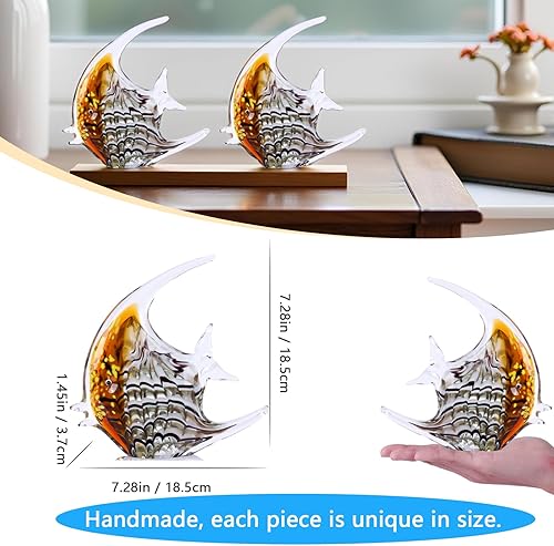 Miniatura 3 de Figuras de peces de vidrio soplado a mano, figuras de arte de vidrio marino, pisapapeles de peces tropicales, decoración de habitación de playa