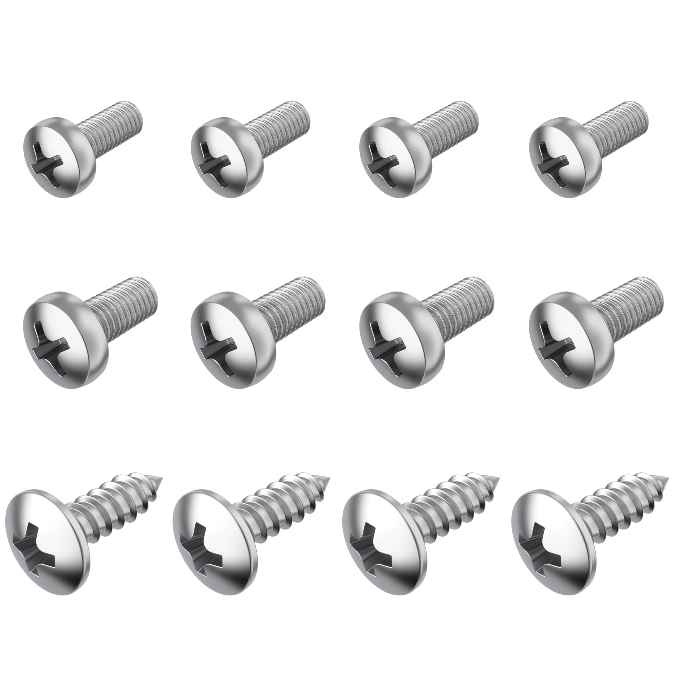 Stainless Steel License Plate Screws for License Plates, Frames, Covers - Rust Proof Licence Plate Screw Set for Front/Rear - Compatible with Mercedes Benz (Pack of 12)