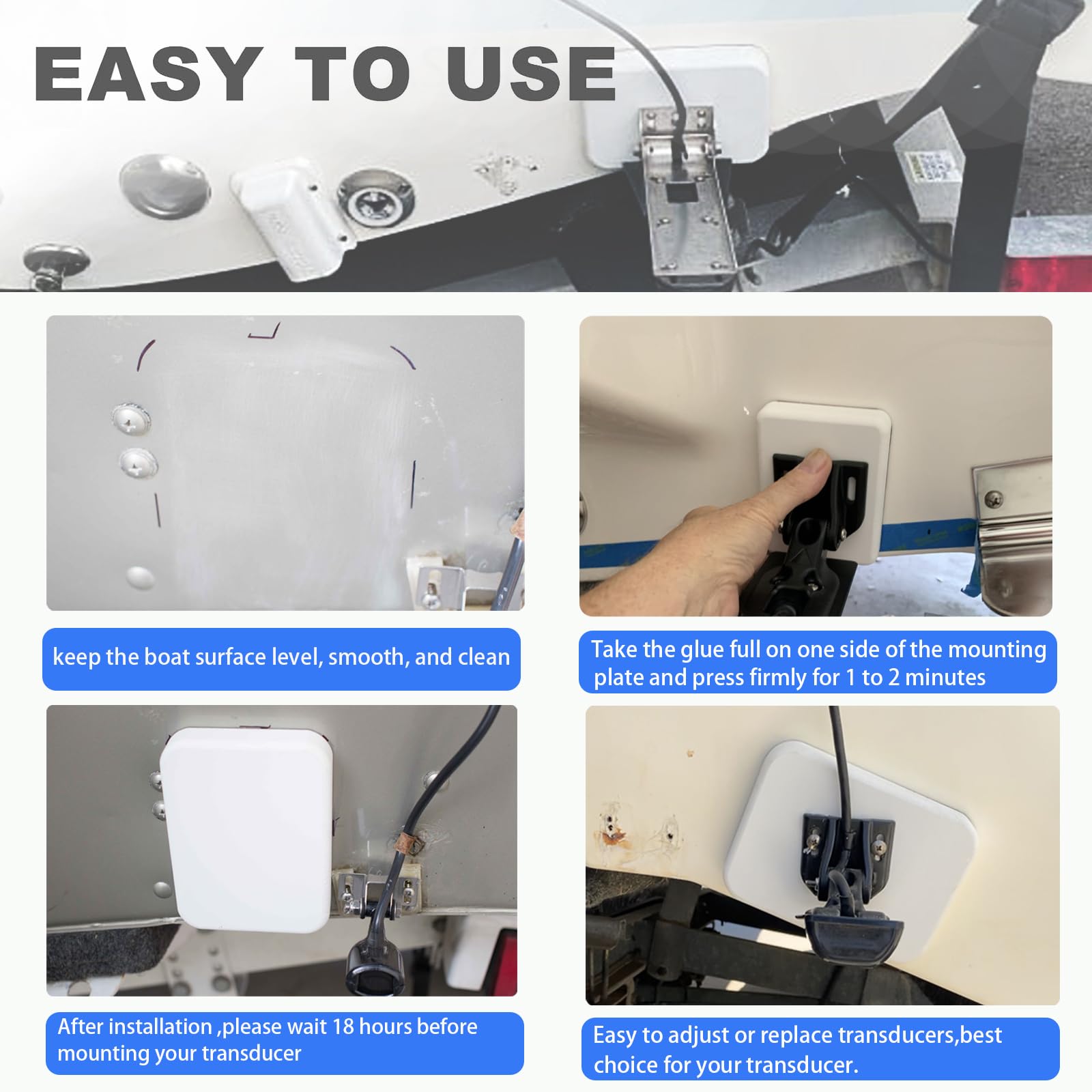 Boat Transducer Mounting Plate – UV Resistant HDPE Marine Grade Mounting Board – Easy Install For Fish Finder