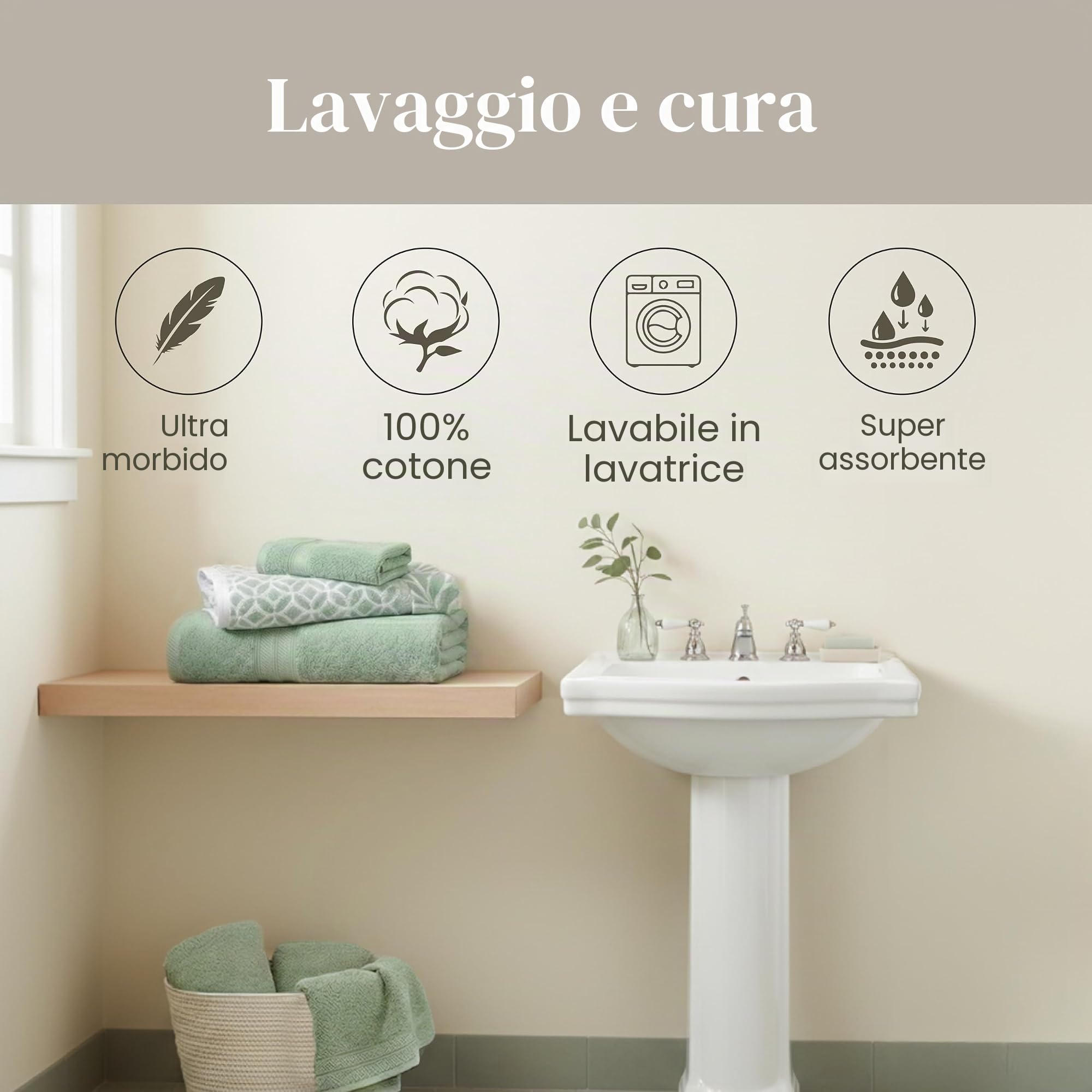 Modern Threads Trefoil - Set di 6 asciugamani reversibili in filigrana, tinta jacquard, asciugamani da bagno, asciugamani e salviette, super assorbenti e ad asciugatura rapida, 100% cotone pettinato