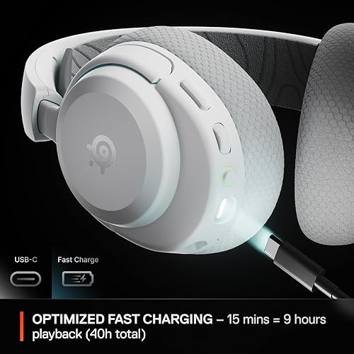 Vista 4 de SteelSeries Arctis Nova 3X Wireless Multi-Platform Gaming Headset — Mobile App Control — 40 HR Battery — Neodymium Magnetic Drivers — Blanco