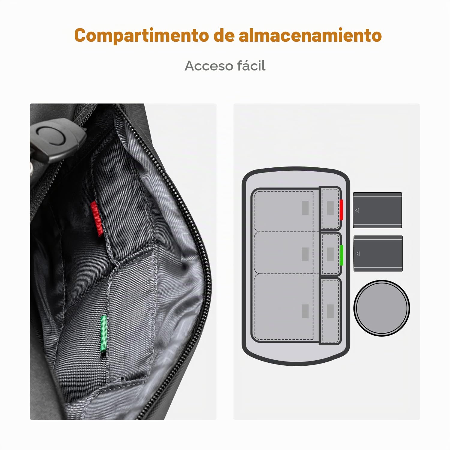 K&F CONCEPT Bolsa Camara Fotografica, Camera Bag, Bolsa Funda Cámara Réflex, Bolso Bandolera Camara Impermeable Resistente, Mochila Sling para Cámara Réflex Digital Compatible con SLR DSLR, Tamaño M