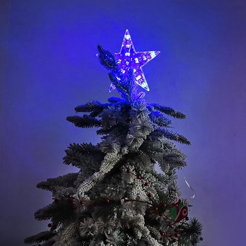 Miniatura 6 de DERAYEE Decoración de árbol de Navidad con forma de estrella para decoración de árbol de Navidad, funciona con