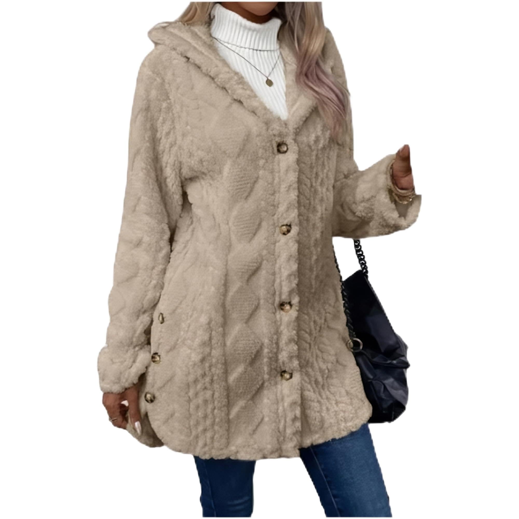Womens Fall Winter Warm Fashion Jacquard Hooded Cardigan Long Sleeve Coat Casual Daily Wear School Activities Jacket