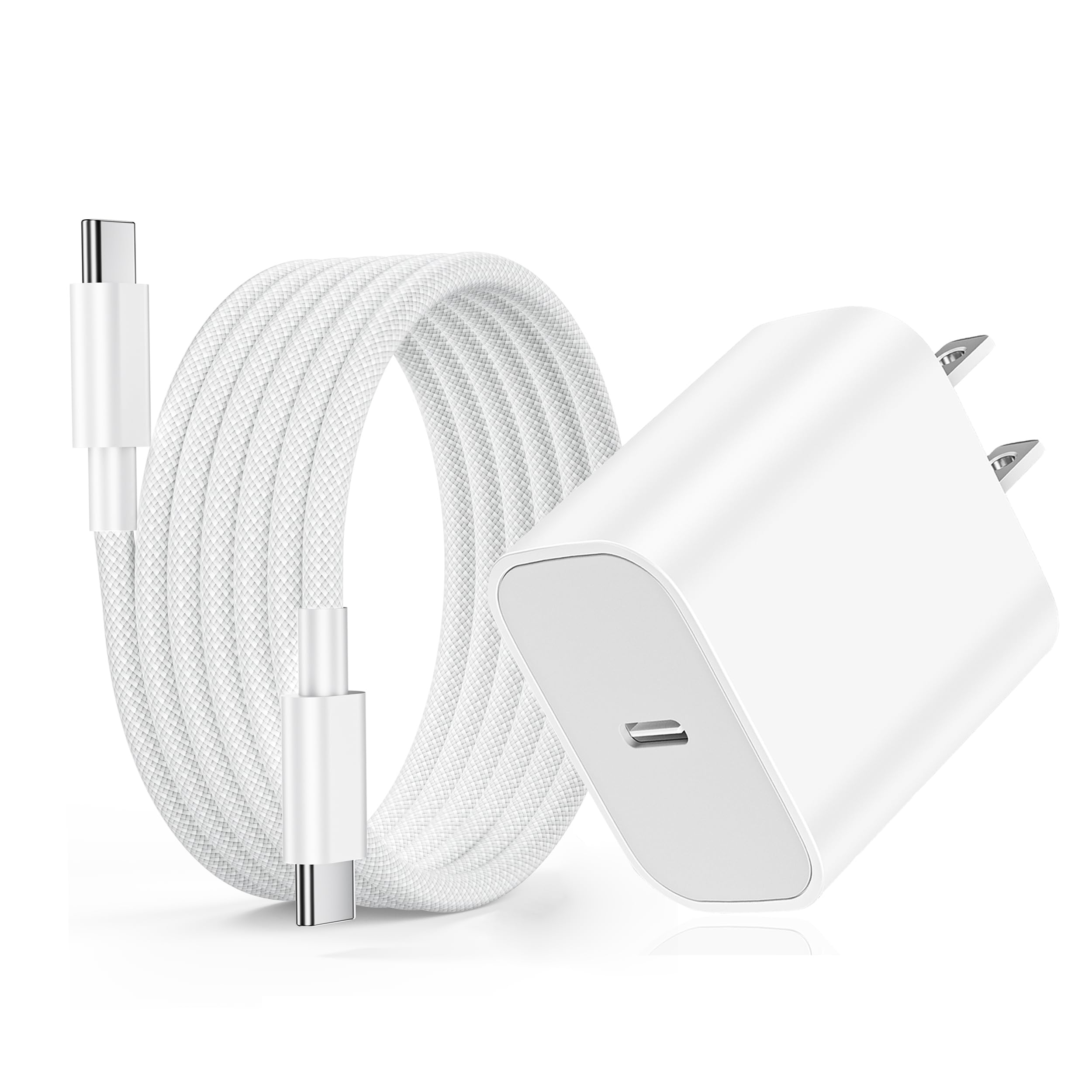 USB C Fast Charger for iPad Pro 13/11/12.9 inch, iPad A16/10th Generation, iPad Air 13/11 inch/5th/4th/Mini, 20W Type C iPad Charger Fast Charging with 6FT Woven USB C to USB C Charging Cord Cable