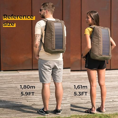 Miniatura 8 de Iconic  Mochila solar con panel solar integrado de 7 vatios  Puerto USB  Incluye compartimento para portátil de 17 pulgadas  20 litros  Textil