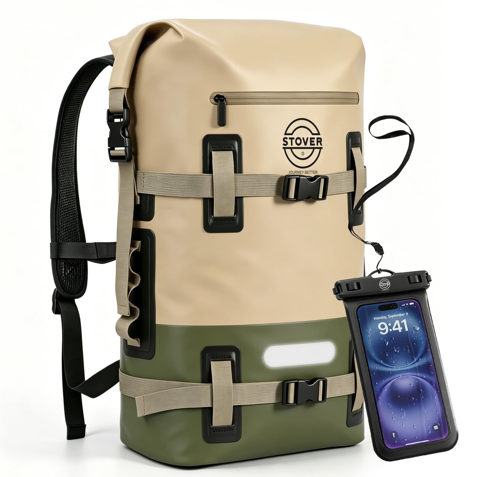 STOVER 30/40/55L Waterproof Dry Backpack & Phone Case - Large Floating Dry Bag for Kayaking, Travel, Hiking, Fishing, Camping, Motorcycles & Beach,