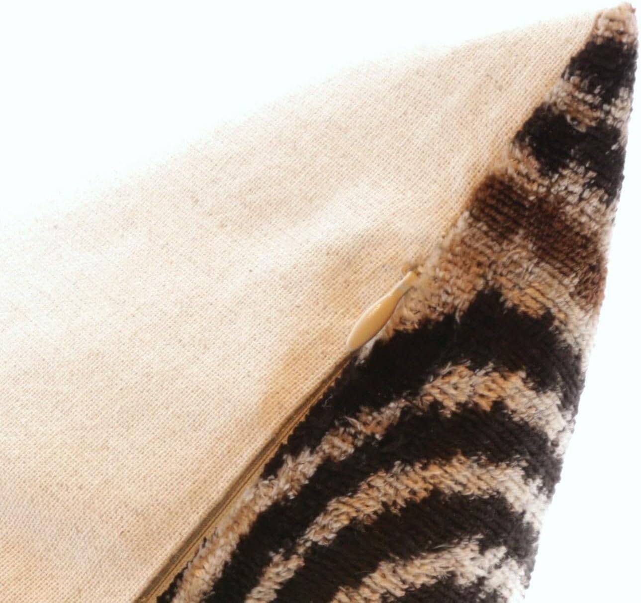 CANVELLO Handmade Velvet Throw Pillow in Black and White Geometric Labyrinth Design - 16"x24" Decorative Accent with Down Feather Insert for Modern and Contemporary Interiors