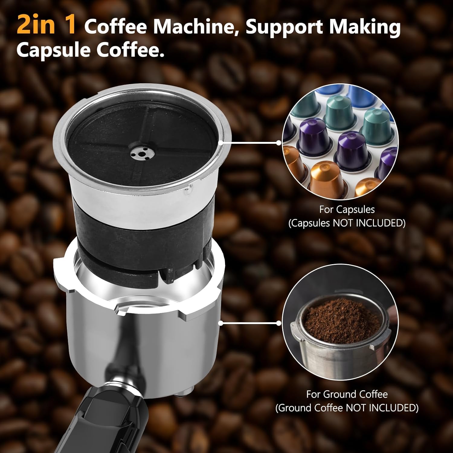 COWSAR Espresso Machine 20 Bar, Commercial Latte & Cappuccino Machine with Automatic Milk Frother, for Ground Coffee & Capsules, Dual Boiler, 57oz Water Tank, Expresso Machines for Home, Touchscreen