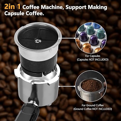 Miniatura 8 de COWSAR Máquina de café expreso de 20 bares, máquina comercial de café con leche y capuchino con espumador de leche automático, para café molido y