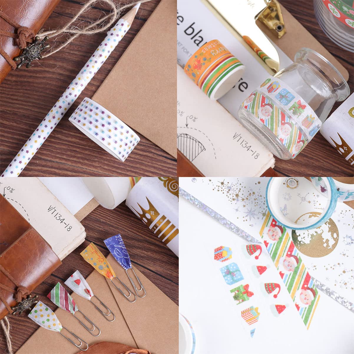 TEHAUX 168rollos Washi Tape Decorativo De Navidad para Manualidades y Scrapbooking Cinta Adhesiva De Oficina Diseño Creativo para Decorar Proyectos y Fiestas