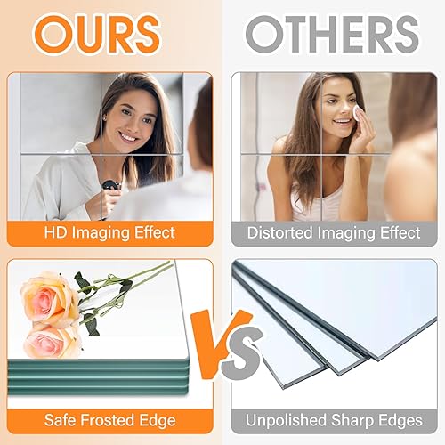 Miniatura 5 de VASUHOME Espejos de gimnasio para gimnasio en casa de 12 pulgadas x 12 piezas, azulejos HD de cuerpo completo para pared, ideal para gimnasio en