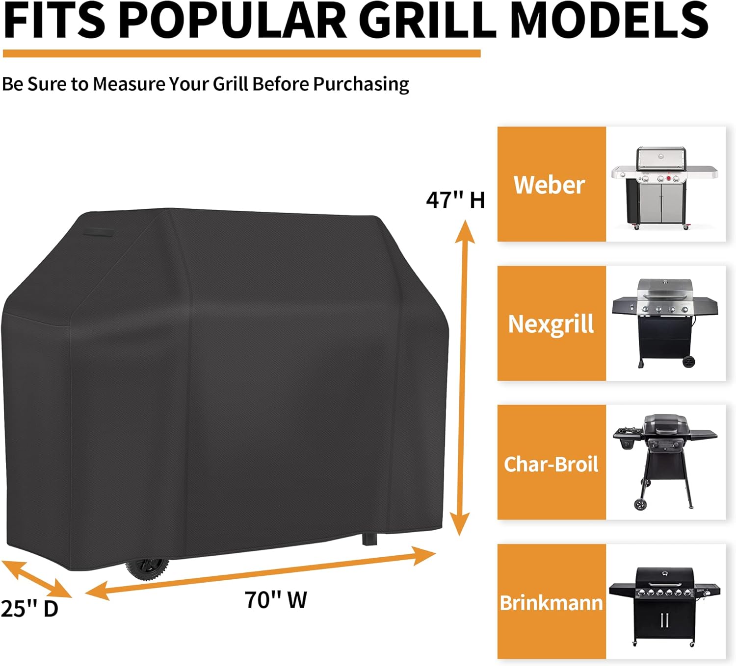 NEXCOVER Gas Grill Cover- 70" Waterproof BBQ Cover, UV Resistant Barbecue Cover, Easy On & Off, Fade Resistant & Dustproof Barbeque Smoker Cover for Brinkmann Char-Broil Weber Nexgrill and More.