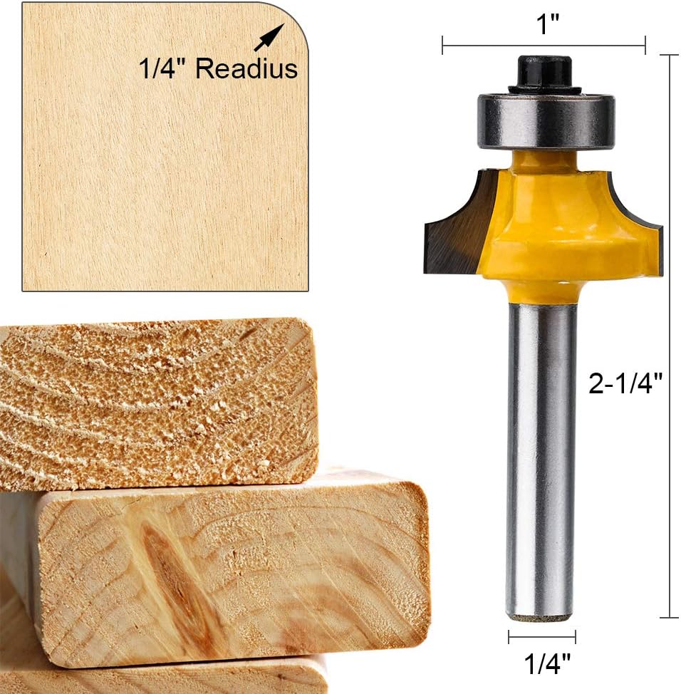 Nеw Prоduсt HandsEase 4Pcs 1/4-Inch Shank Round-Over Edging Router Bit Set Woodworking Milling Cutter Tools Corner Rounding Edge-forming Bit