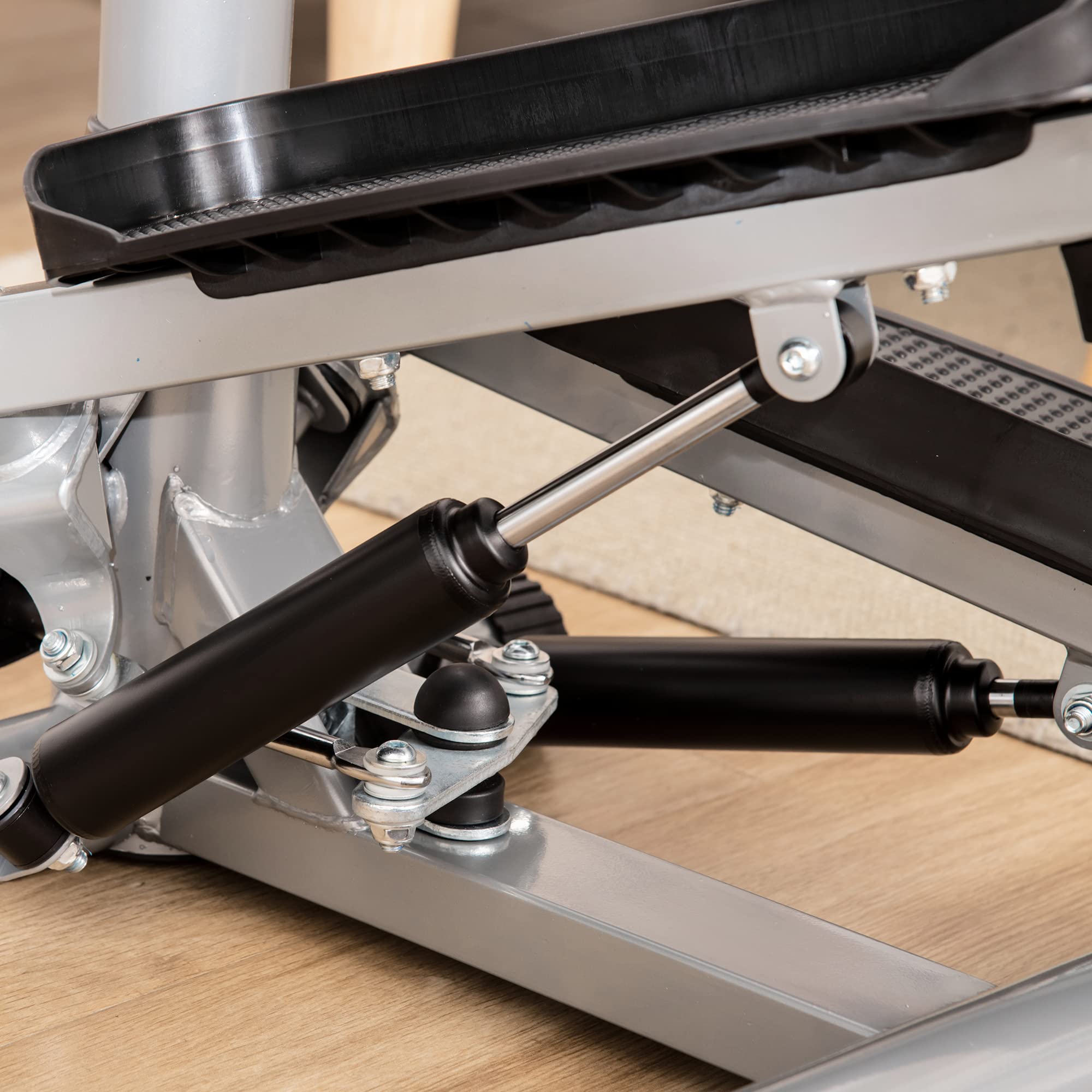 HOMCOM Stepper con Monitor LCD, Manubri Regolabili, Fitness Stepper in Acciaio e ABS, 55x53x118-128 cm
