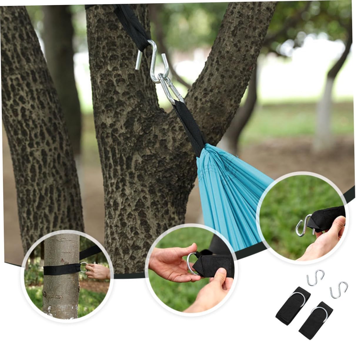 Kichvoe 6pcs Outdoor Hammock Tree Straps with Heavy Duty S-Hooks Adjustable Swing Hanging Ropes for Camping Patio Backyard Swing Hanging Kit