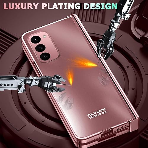 Miniatura 3 de NINKI Funda compatible con Samsung Galaxy Z Fold 2 de oro rosa con protección de bisagra, funda protectora de lujo a prueba de golpes para Samsung Z