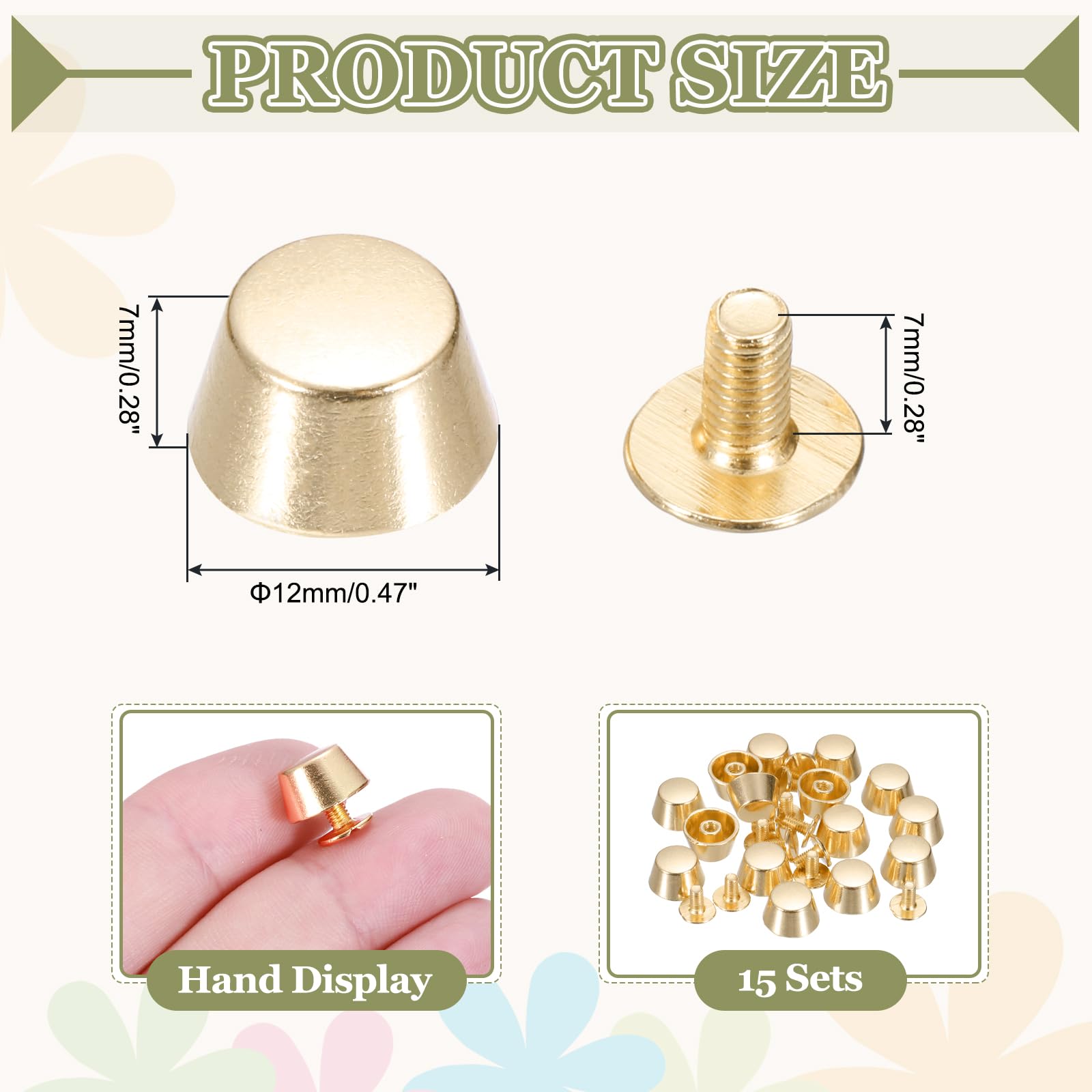 PATIKIL 12mm Screw Back Rivets Stud - Image 2