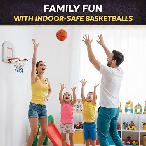 Miniatura 7 de Paquete de 4 mini pelotas de baloncesto para mini aros, bolas de baloncesto inflables de PVC de 6 pulgadas con bomba y aguja, agarre texturizado