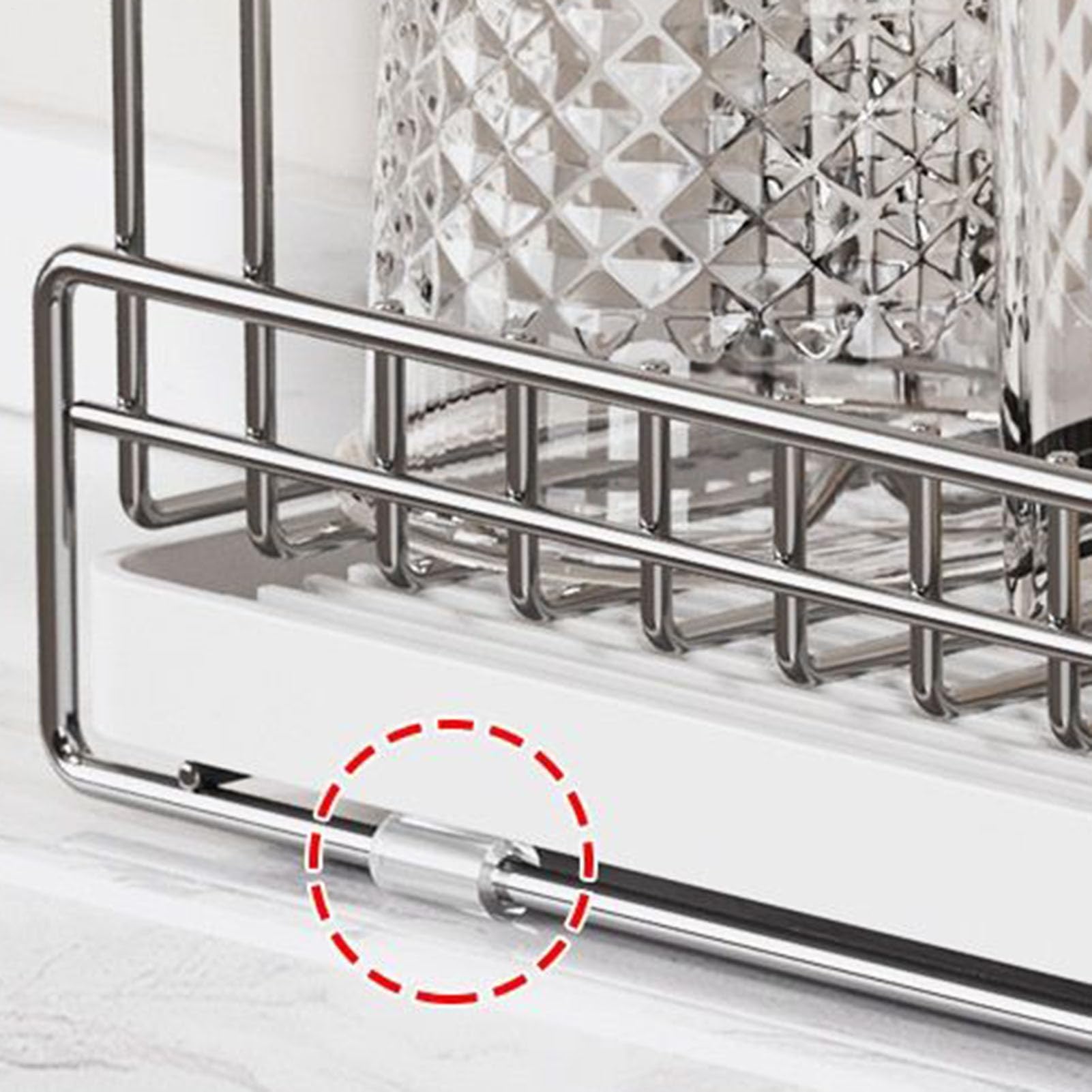 Scolapiatti compatto in acciaio inox e vetro, 29 x 10 x 15 cm, ideale per tazze, tazze e bicchieri, soluzione salvaspazio per la cucina