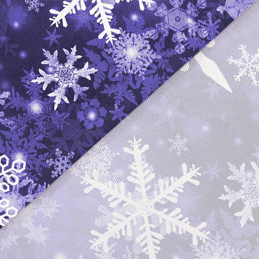 DYNH Christmas Snowflake Shower Curtain Set for Bathroom, Winter Purple Decorative Curtains, 72X75IN