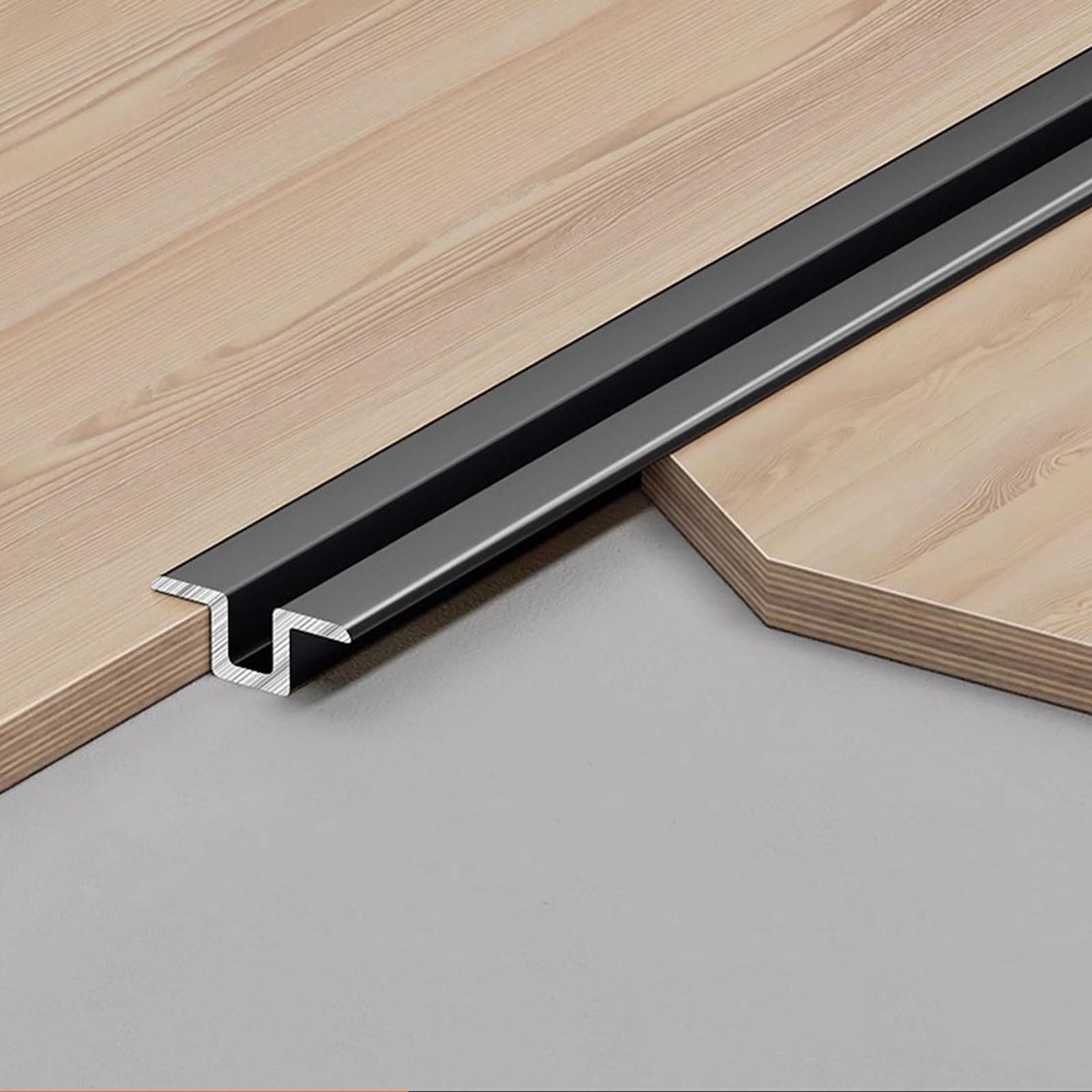 UProfile Übergangsstreifen aus Aluminium, 100 cm, wasserdicht, Bodenverkleidung für Fliesen, Laminat, Holz, Vinyl, dekoratives Metallprofil (schwarz, Breite: 20 mm), 3 Stück