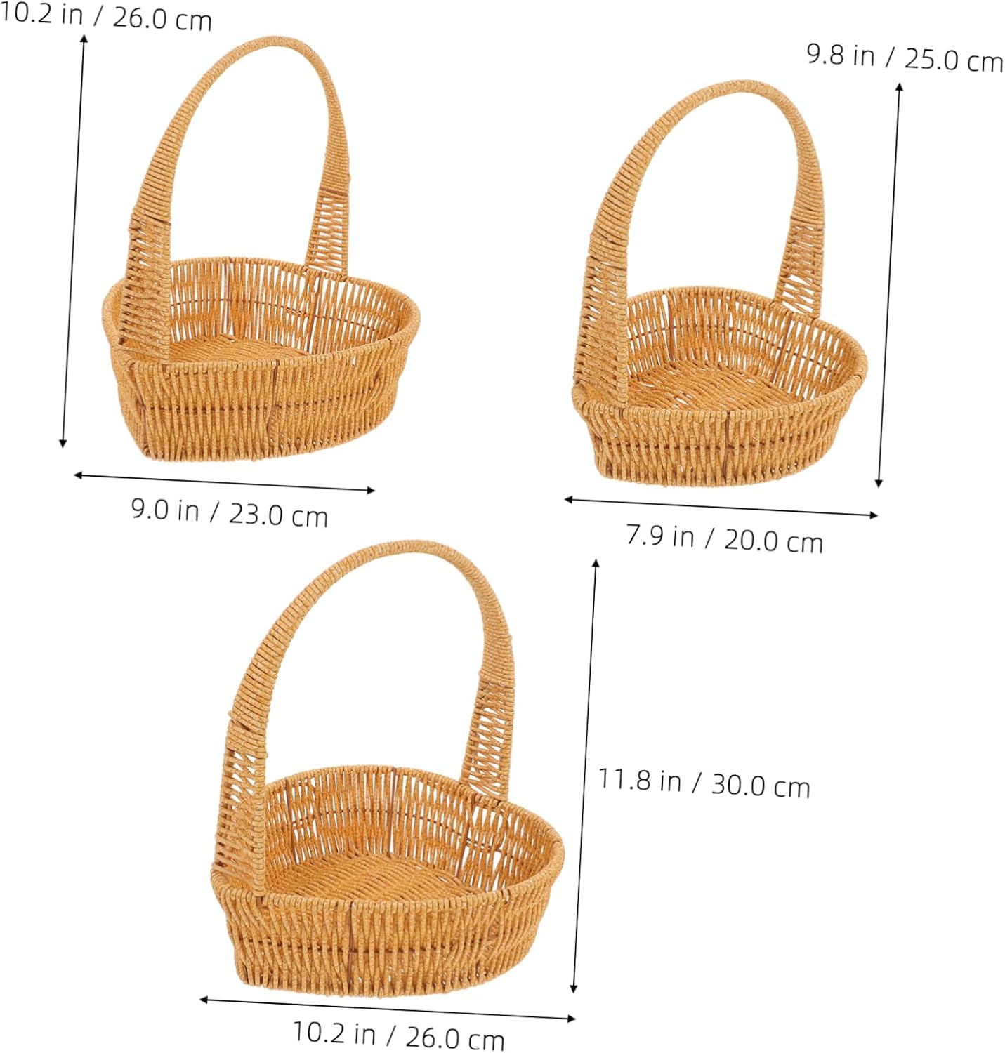 OUNONA Woven Rattan Flower Basket Handle Decorative Storage Basket Fresh Flowers Handcrafted for Home and Party