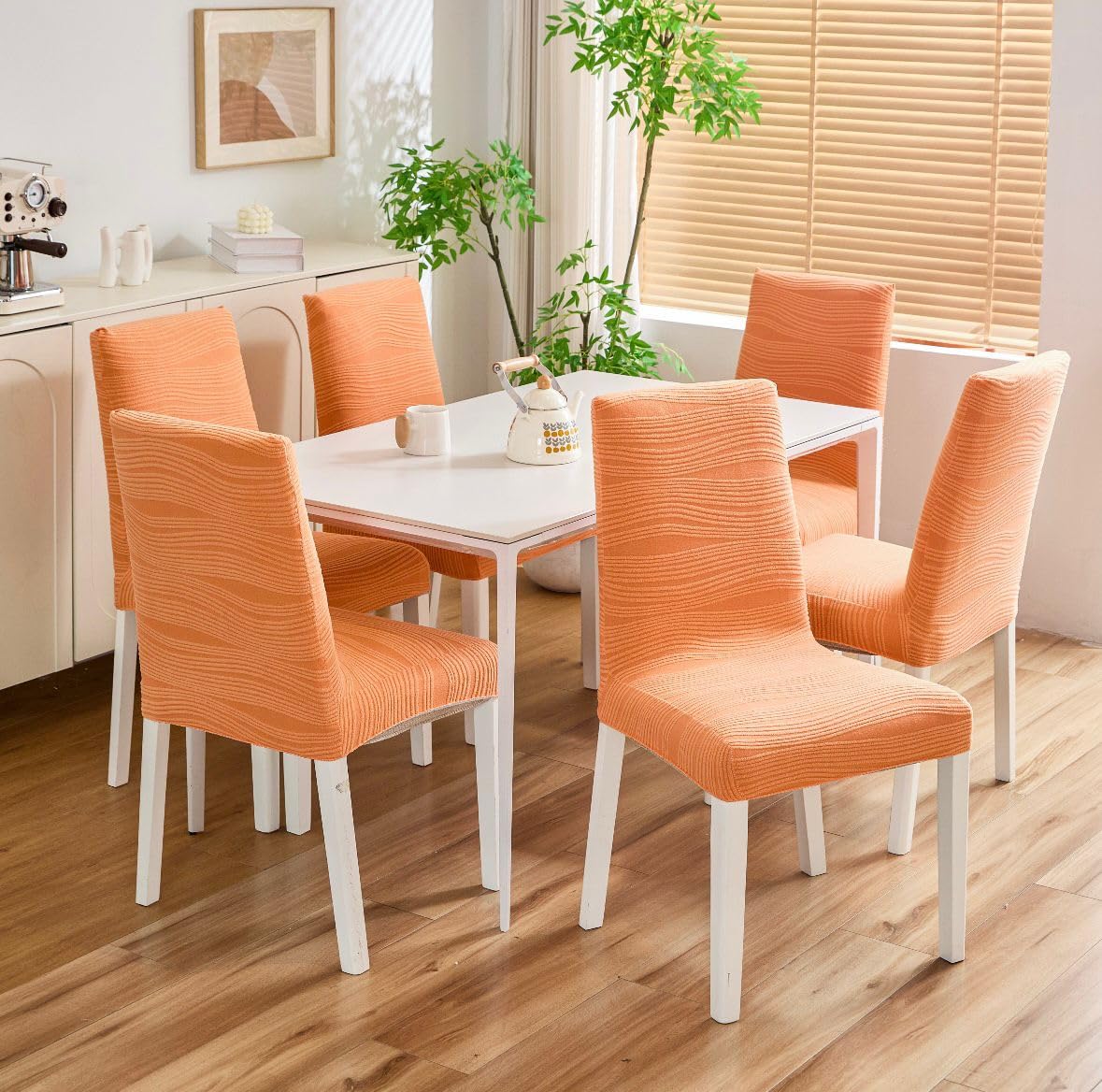 Orange Jacquard Chair Covers - Stretch & Protect! -2
