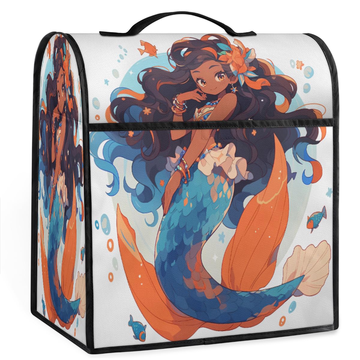 Coffee Maker Cover Cute Mermaid Kitchen Appliance Covers Small Appliance Covers Blender Cover Juicer Cover Dust Covers for Kitchen Appliances with Top Handle and Pockets,Washable,B522
