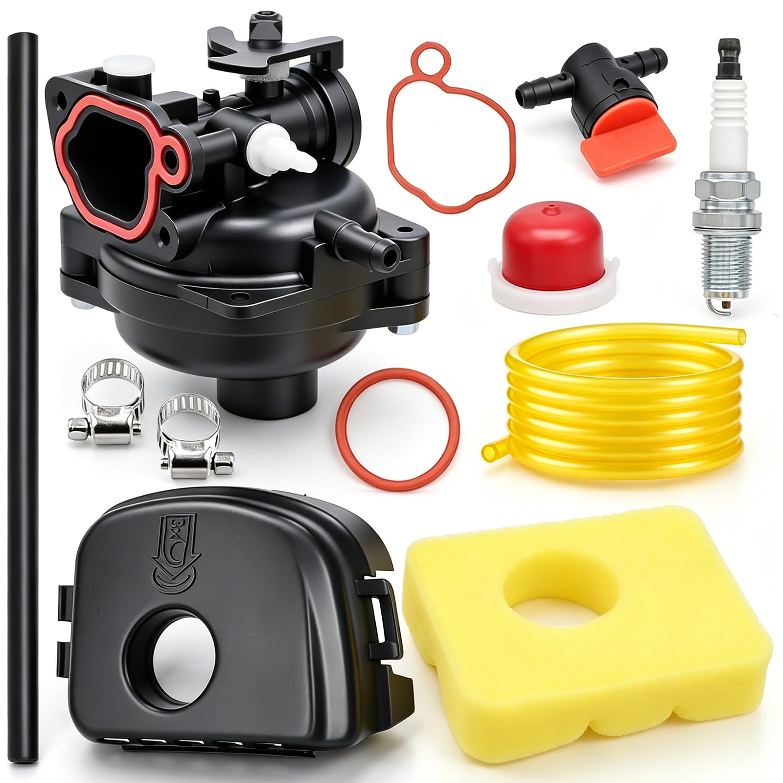Hypersky 799583 - Kit de carburador para cortacésped de 125 cc, 140 cc, 500E, 300E, 450E, 550EX, 500, 09P602, 9P602, 08P502, 8P502, motor de 4 ciclos para exteriores, repuesto 593261 591979 59111 60 y