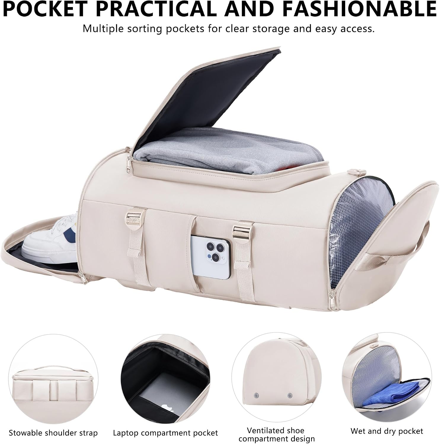MIYCOO Gym Bag with Shoes Compartment, Duffle Bag, Backpack with Wet Pocket