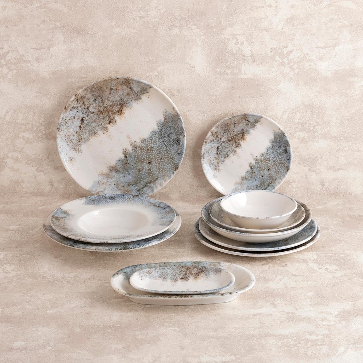Bidasoa Set de 6 platos hondos Polaris Hydrozero de porcelana 23 cm | Azul, Porcelana, formato redondo, acabado brillo, 23 cm, 6 piezas, apilable, apto para microondas