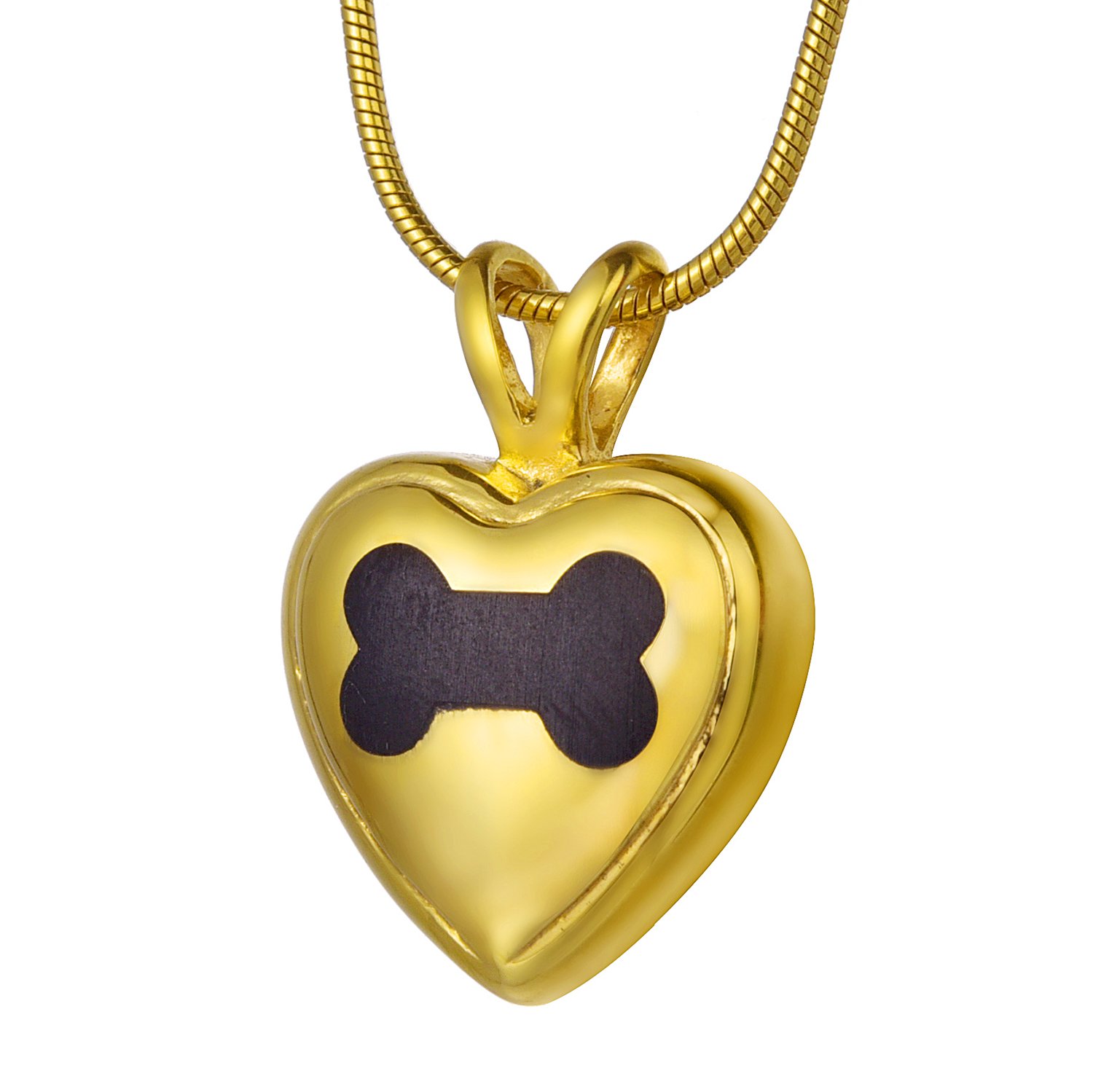 COCO Park Gold Engraving Bone Love Heart Pet Cremation Necklace Memorial Ash Keepsake Urn Pendant Jewelry