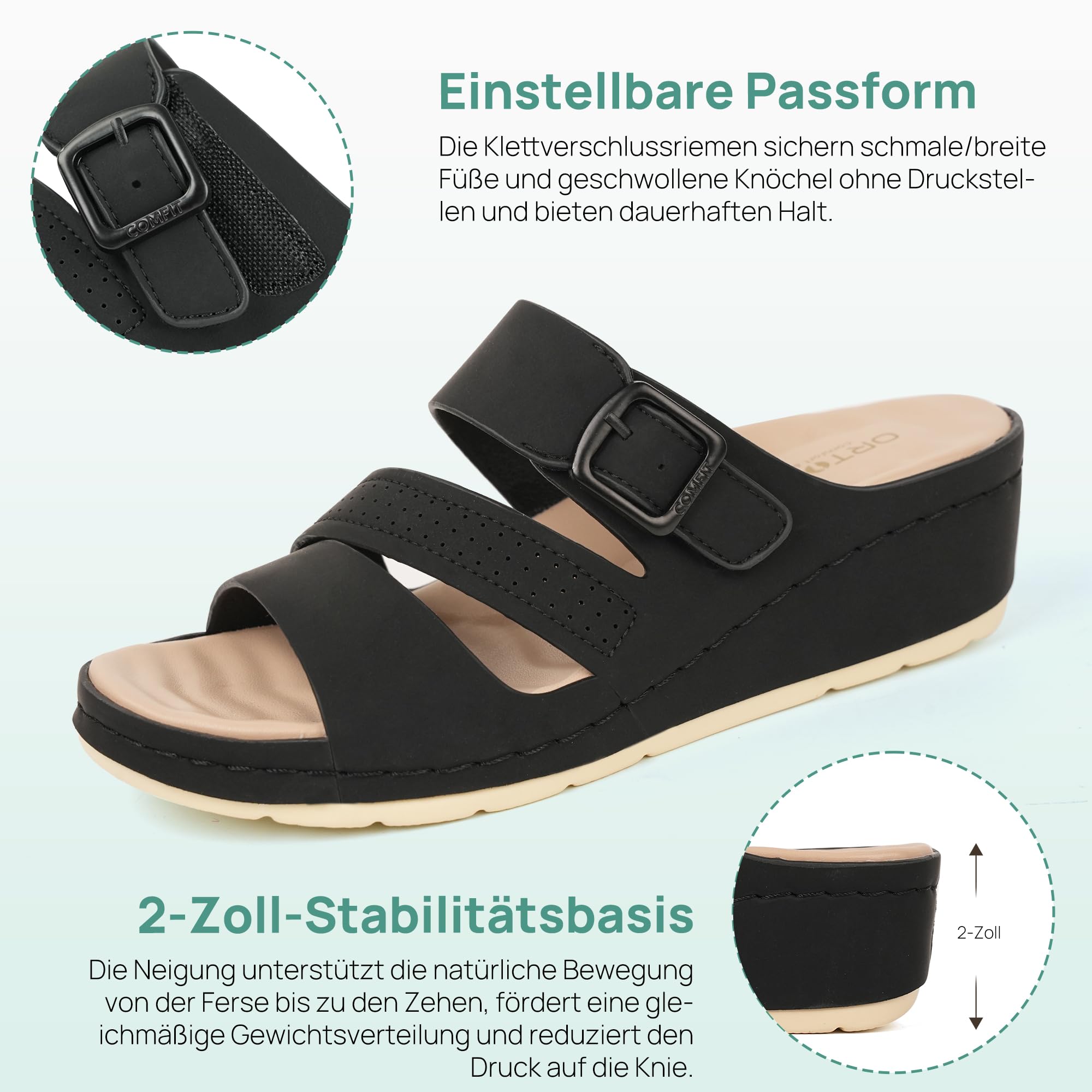 Ortho+rest Sandalias ortopédicas cómodas para mujer con soporte de arco