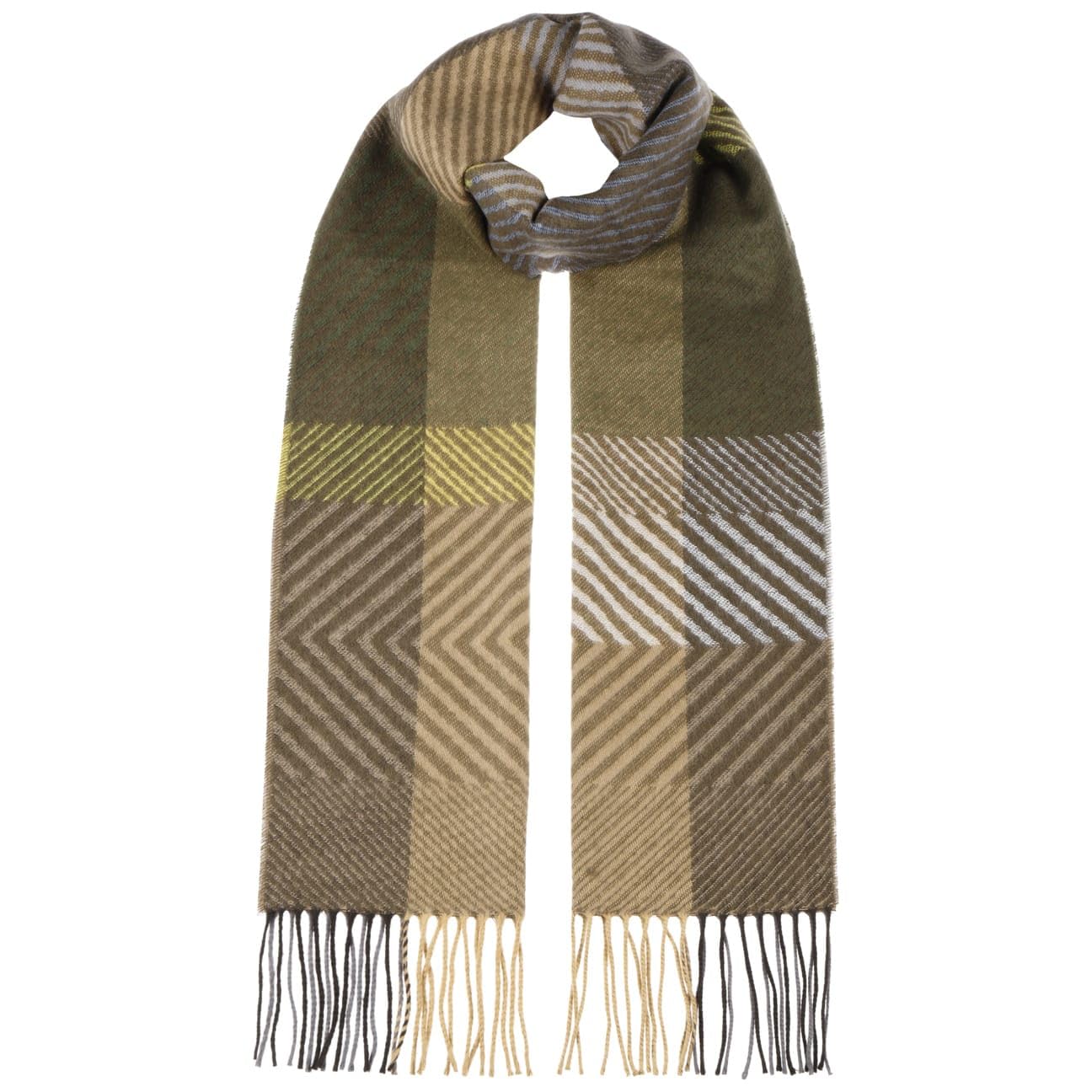 Lipodo Pattern Mix Cashmink Fringed Winter Scarf Unisex Autumn Winter