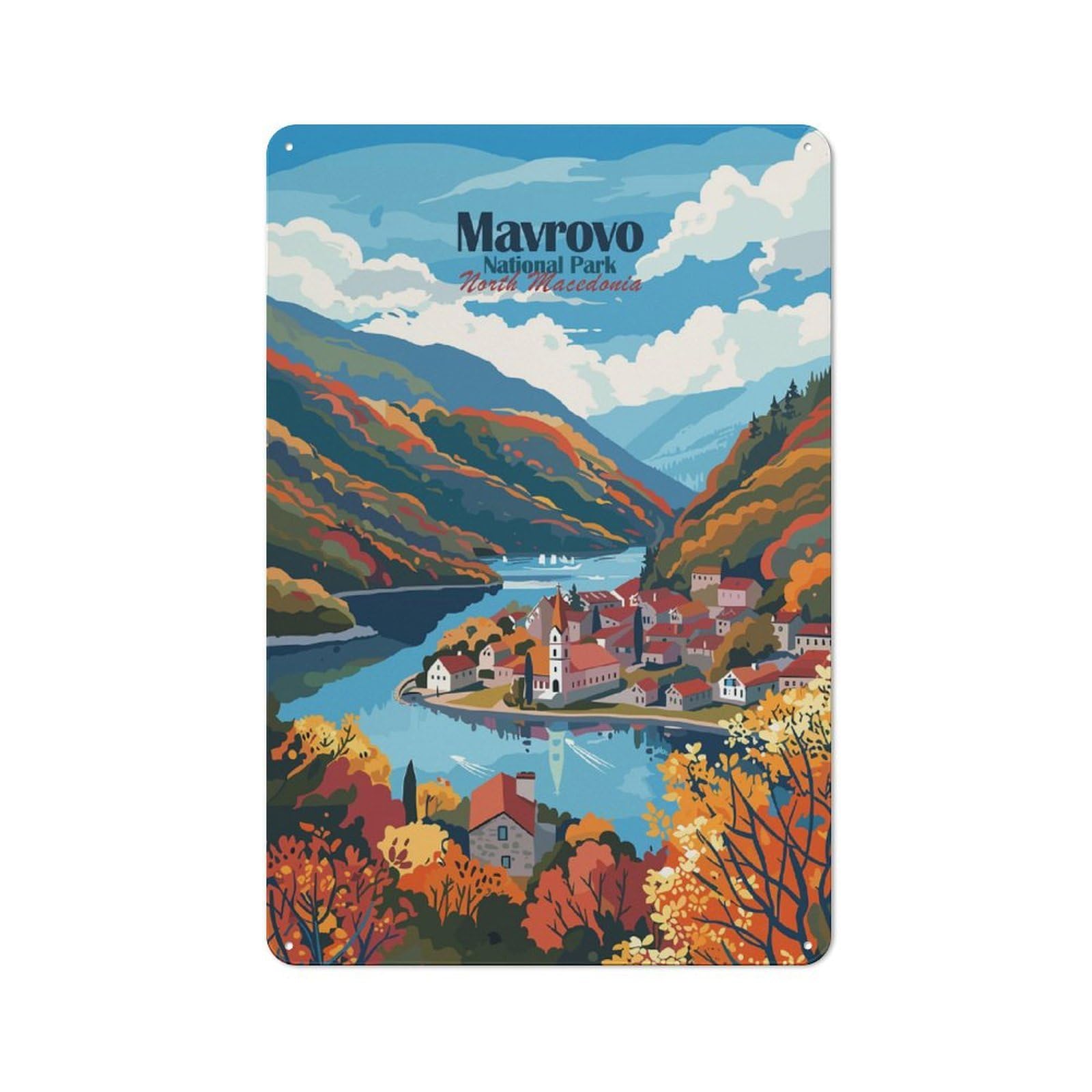 Junmoney Style-4 Mavrovo National Park, North Macedonia Retro Tin Wall Plaque 30X20cm For Hobby Room Or Studio, For Garage, Workshop And Man Cave Decoration