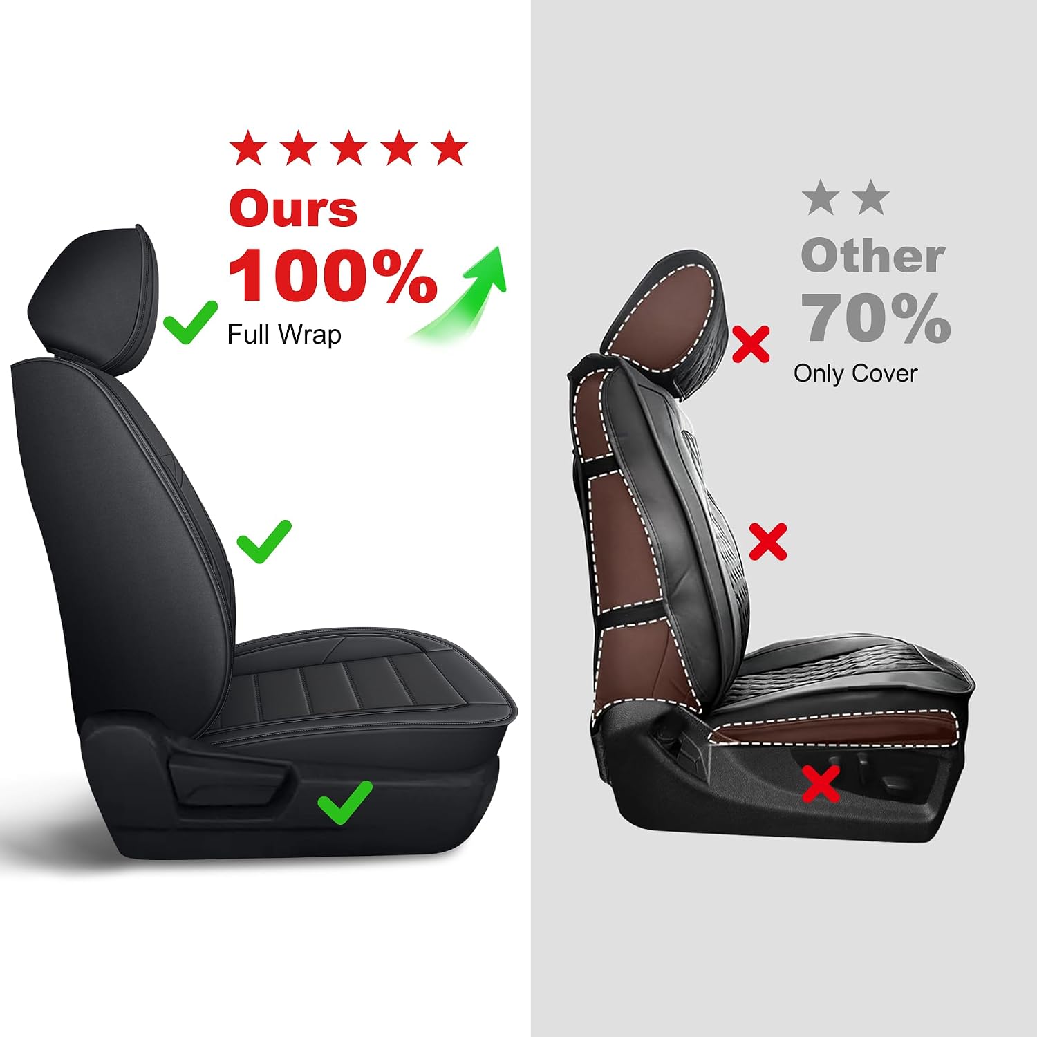 YORKNEIC Full Set Fit for Toyota Tacoma Seat Cover 2024 2025 2026 Faux Leather Seat Covers for Trucks Waterproof Car Cushion Protectors(Black)