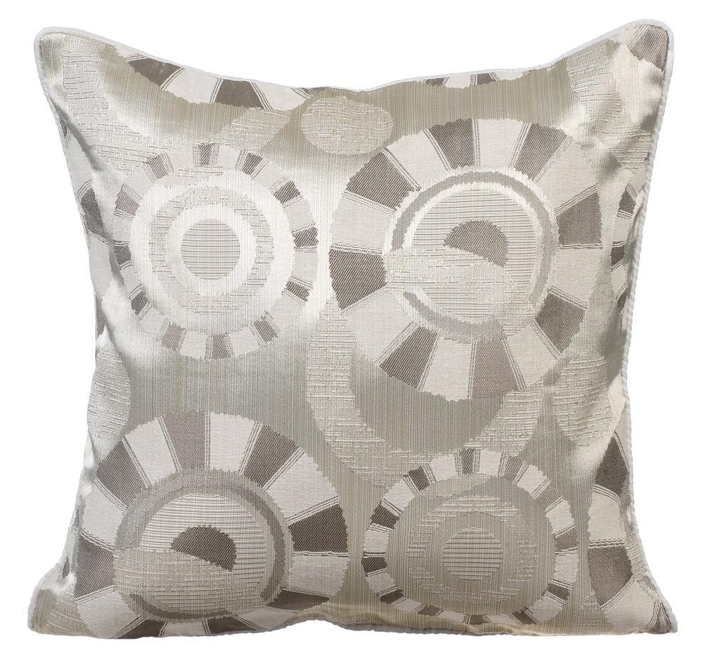 The HomeCentric Decorative Cushion Covers 65 x 65 cm Ivory, Silk Throw Cushion Covers, Cushion Covers, Modern Pillow Cases - Ivory Circles โ image 1