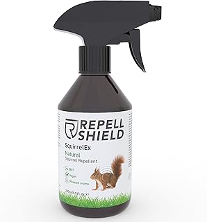 RepellShield Squirrel Repellent Spray - Natural Rodent Repellent for Squirrels & Other Rodents - Squirrel Repellent Outdoor & Indoors - Squirrel Deterrent Alternative to Squirrel Poison - 250 ml