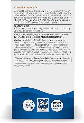 Miniatura 3 de Nordic Naturals Vitamina D3 5000 naranja - 120 mini geles suaves - 5000 UI de vitamina D3 - Apoya los huesos saludables el estado de ánimo y la