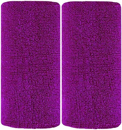 Miniatura 7 de Banda para el sudor de muñeca de 6 pies en 26 colores neón diferentes, tela de rizo de algodón atlético, ideal para todas las actividades al aire