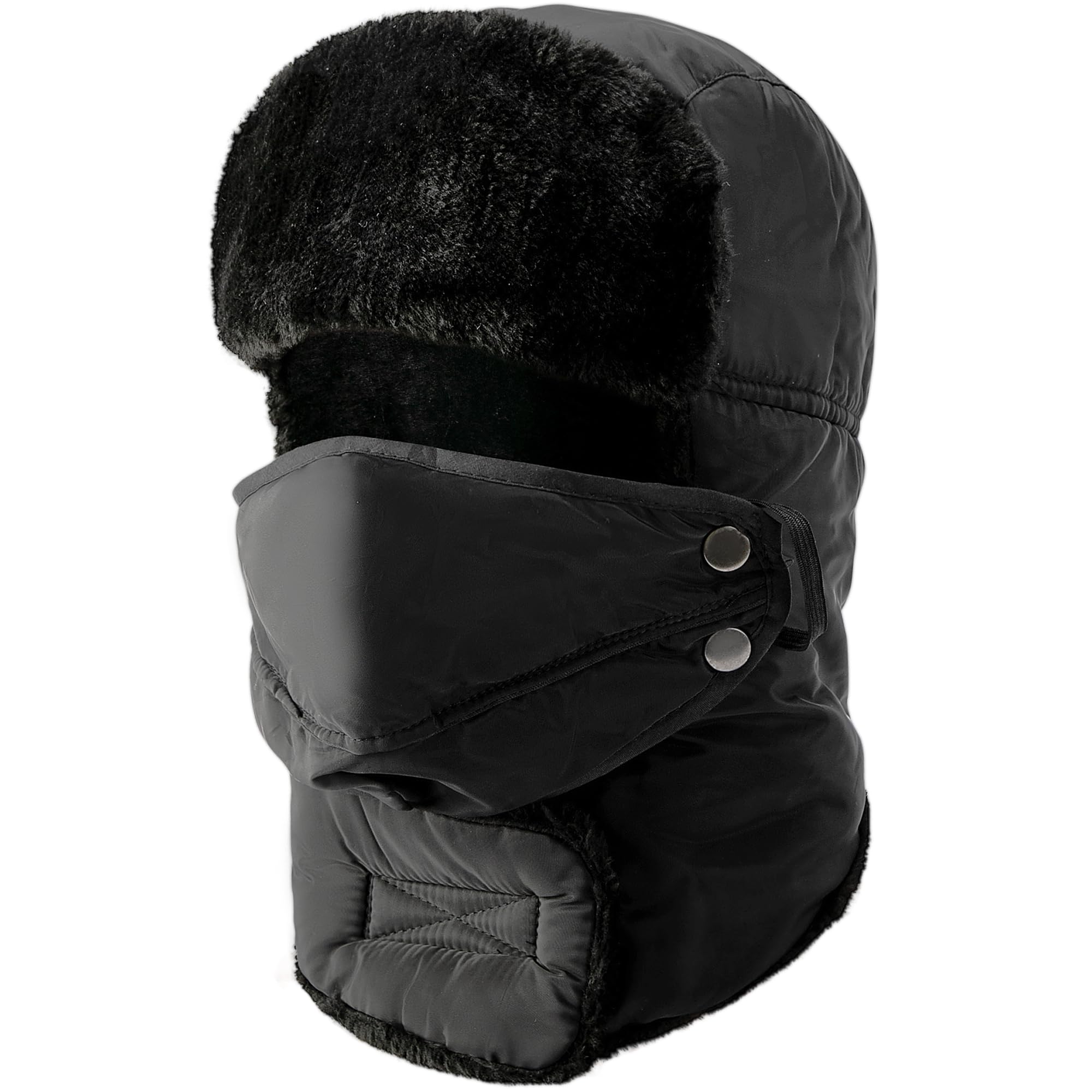 Hat with Ear Flaps - Fur Trapper Hat with Mask - Bomber Hat Windproof,Waterproof - Russian Hat for Men & Women,Aviator Warm Snow Ski Hunting Trapper Trooper
